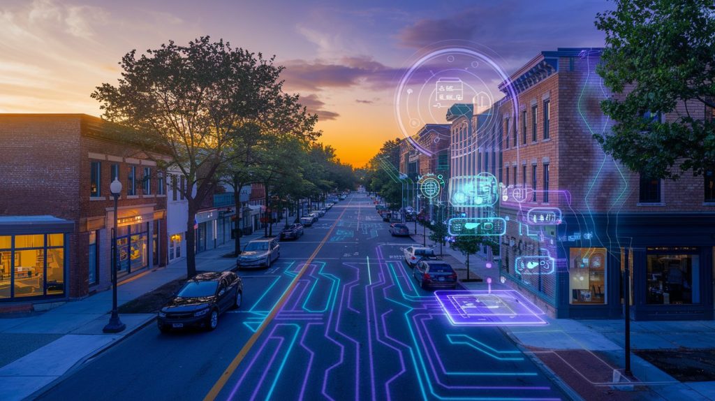 Chapel Hill, North Carolina sunset. Ethical AI solutions power Franklin Street