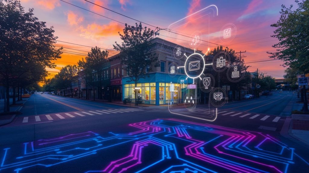 Wake Forest, North Carolina at sunset. AI Solutions power the town.